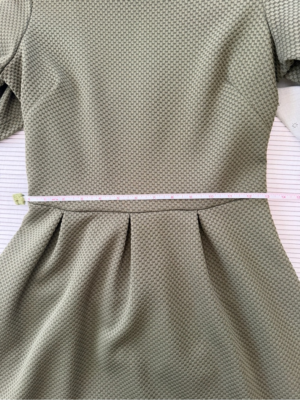 Shabby Apple Olive Textured Fit-and-Flare Dress - Picture 8 of 8